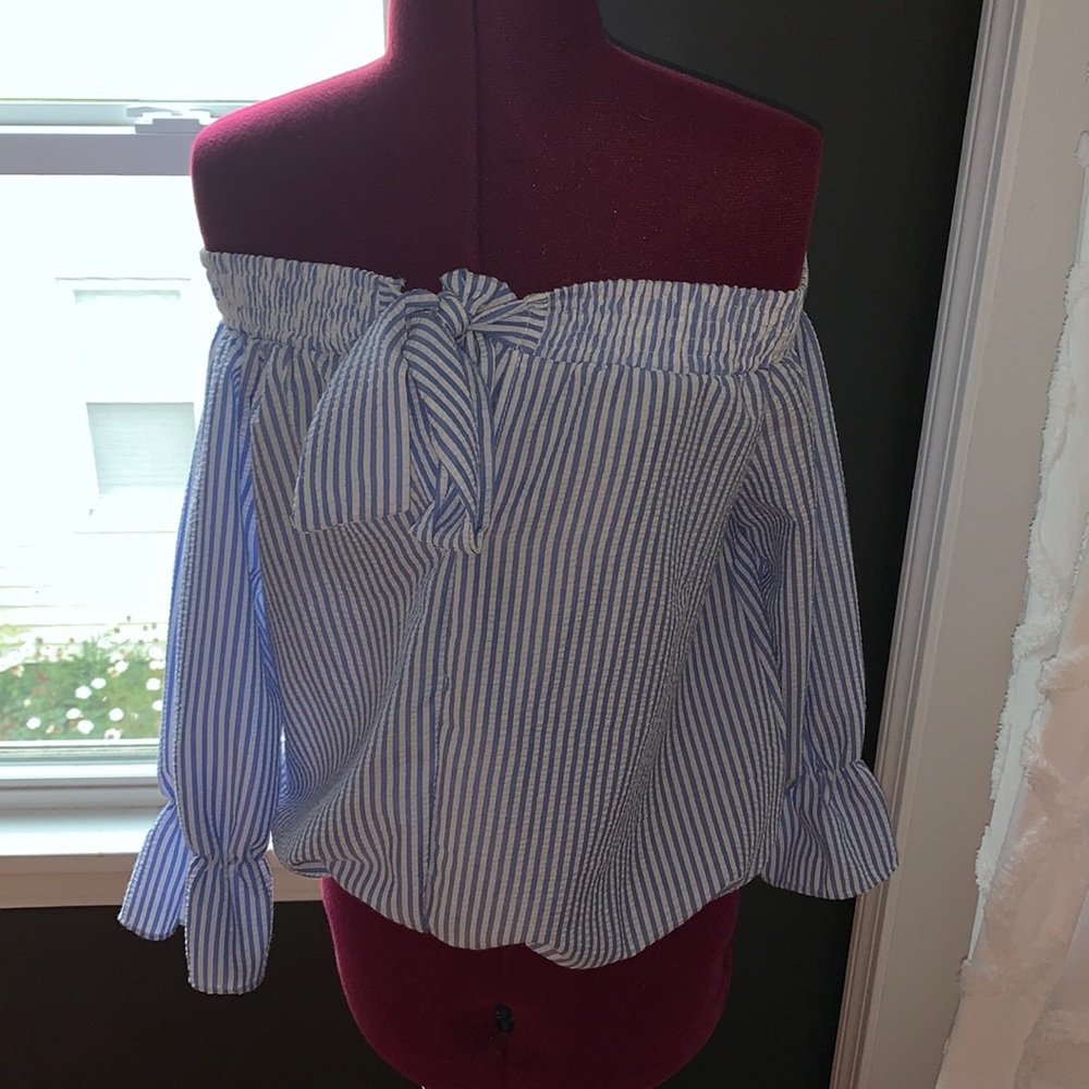 Striped off the shoulder top